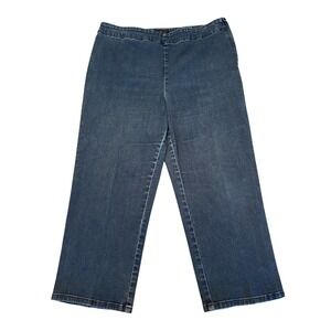 Talbots Heritage Crop Denim Pants Womens 16 Dark Wash Denim Jeans Side Zip